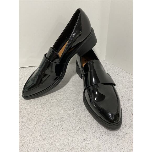H&M Black Patent Penny Loafers Classic Career Casual Low Heels EU 39 / US 8M - Picture 11 of 12